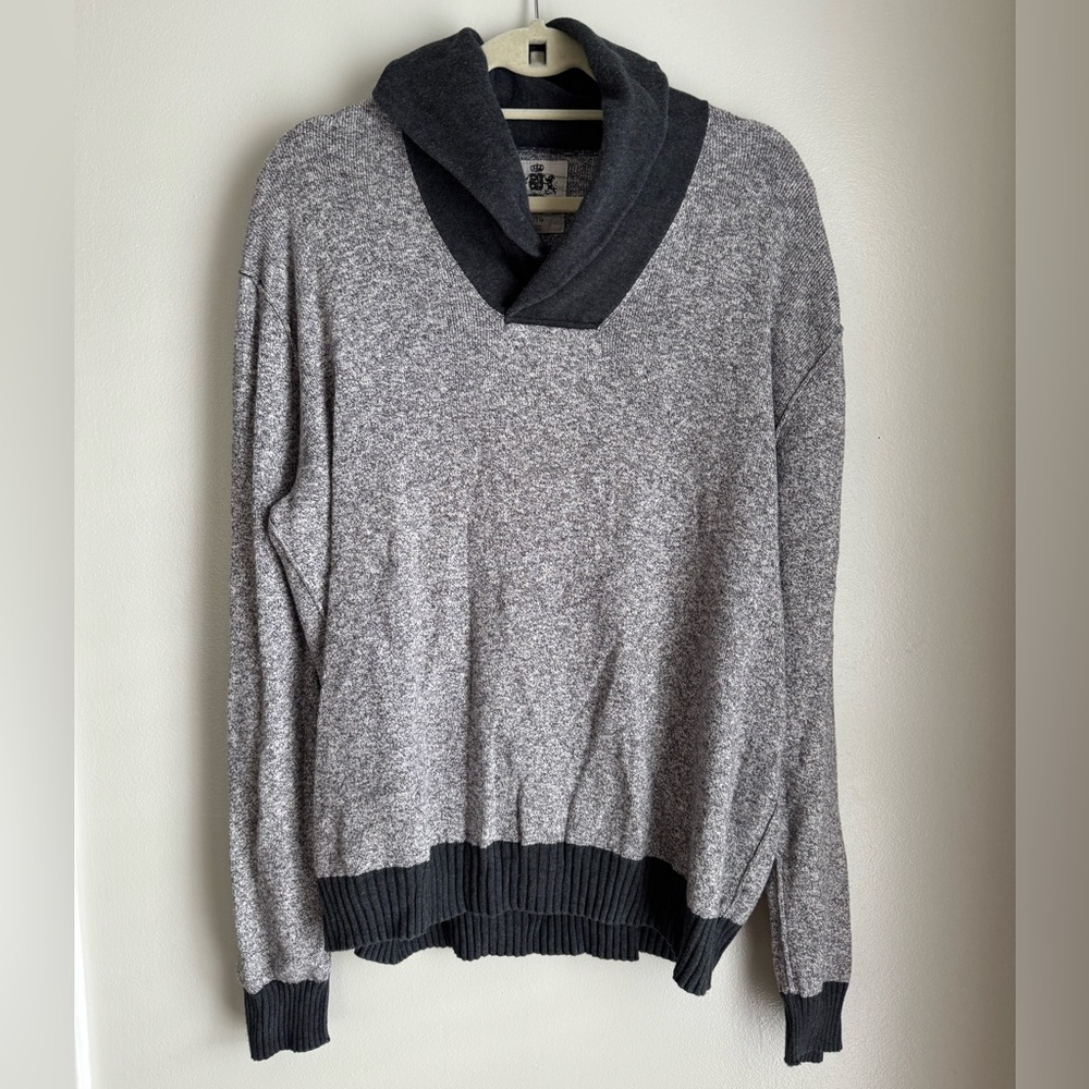 Express V-Neck Sweater in Gray and Black